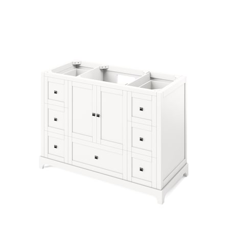 Jeffrey Alexander 48" White Addington Vanity, White Carrara Marble Vanity Top, undermount rectangle bowl VKITADD48WHWCR